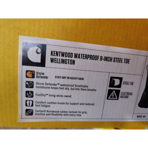 Carhartt Kentwood 9" Waterproof Steel Toe Work Boots – Men’s Size 11.5 Wide - Picture 3 of 13